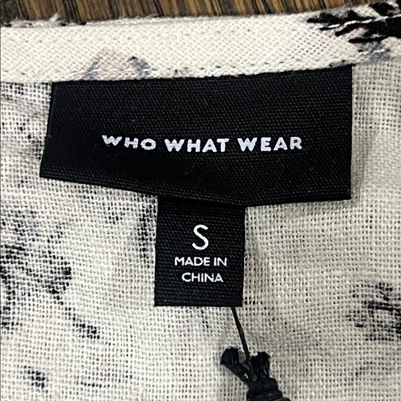 Who What Wear Floral Bird Dress S‎ NWT White Black Ruffle Balloon Sleeves Boho - Picture 10 of 12